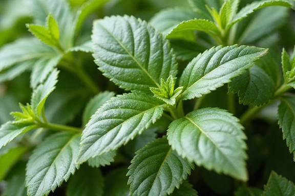 Foglie verdi e ingredienti naturali che rappresentano la purezza dei prodotti.