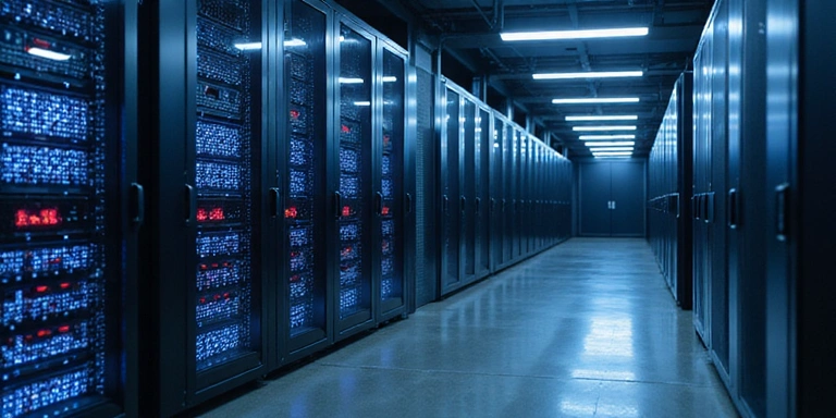 Immagine di server protetti da firewall e sistemi di crittografia