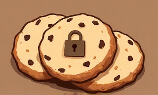 Illustrazione di biscotti (cookies) stilizzati con un simbolo di privacy