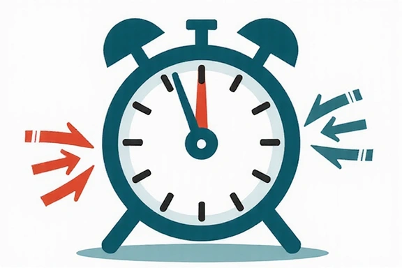 Illustrazione di un calendario o di un orologio con frecce che indicano un aggiornamento